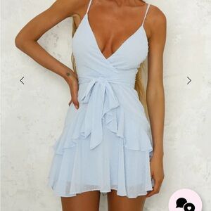 Princess Polly Pale Blue Ruffle Wrap Mini Dress